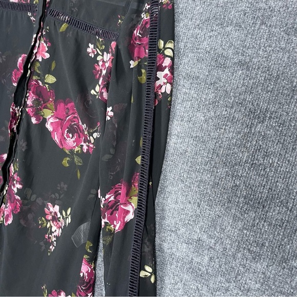 KUT From The Kloth Black Sheer Floral Button Down Long Sleeve 90s Y2K Small - Picture 4 of 10